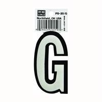HY-KO PS-20/G Reflective Letter, Character: G, 3-1/4 in H Character, Black/White Character, Vinyl 10 Pack 