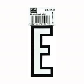 Hy-Ko PS-20/E Reflective Letter, Character: E, 3-1/4 in H Character, Black/White Character, Vinyl, Pack of 10