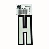 HY-KO PS-20/H Reflective Letter, Character: H, 3-1/4 in H Character, Black/White Character, Vinyl 10 Pack 