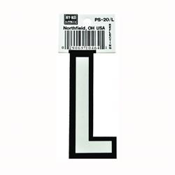 HY-KO PS-20/L Reflective Letter, Character: L, 3-1/4 in H Character, Black/White Character, Vinyl 10 Pack 