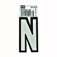 HY-KO PS-20/N Reflective Letter, Character: N, 3-1/4 in H Character, Black/White Character, Vinyl 10 Pack 