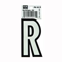 HY-KO PS-20/R Reflective Letter, Character: R, 3-1/4 in H Character, Black/White Character, Vinyl 10 Pack 