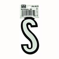 HY-KO PS-20/S Reflective Letter, Character: S, 3-1/4 in H Character, Black/White Character, Vinyl 10 Pack 
