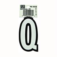 HY-KO PS-20/Q Reflective Letter, Character: Q, 3-1/4 in H Character, Black/White Character, Vinyl 10 Pack 