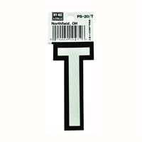 HY-KO PS-20/T Reflective Letter, Character: T, 3-1/4 in H Character, Black/White Character, Vinyl 10 Pack 