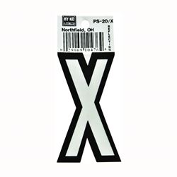 Hy-Ko PS-20/X Reflective Letter, Character: X, 3-1/4 in H Character, Black/White Character, Vinyl, Pack of 10 