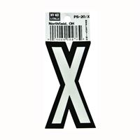 HY-KO PS-20/X Reflective Letter, Character: X, 3-1/4 in H Character, Black/White Character, Vinyl 10 Pack 