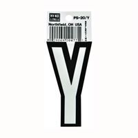 HY-KO PS-20/Y Reflective Letter, Character: Y, 3-1/4 in H Character, Black/White Character, Vinyl 10 Pack 