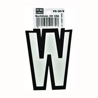 HY-KO PS-20/W Reflective Letter, Character: W, 3-1/4 in H Character, Black/White Character, Vinyl 10 Pack 