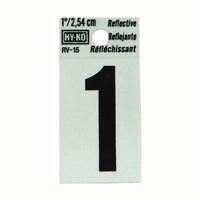 HY-KO RV-15/1 Reflective Sign, Character: 1, 1 in H Character, Black Character, Silver Background, Vinyl 10 Pack 