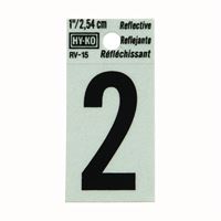 HY-KO RV-15/2 Reflective Sign, Character: 2, 1 in H Character, Black Character, Silver Background, Vinyl 10 Pack 