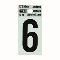 HY-KO RV-15/6 Reflective Sign, Character: 6, 1 in H Character, Black Character, Silver Background, Vinyl 10 Pack 