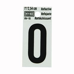 Hy-Ko RV-15/0 Reflective Sign, Character: 0, 1 in H Character, Black Character, Silver Background, Vinyl, Pack of 10 