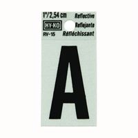 HY-KO RV-15/A Reflective Letter, Character: A, 1 in H Character, Black Character, Silver Background, Vinyl 10 Pack 