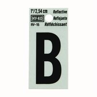 HY-KO RV-15/B Reflective Letter, Character: B, 1 in H Character, Black Character, Silver Background, Vinyl 10 Pack 