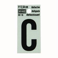 HY-KO RV-15/C Reflective Letter, Character: C, 1 in H Character, Black Character, Silver Background, Vinyl 10 Pack 