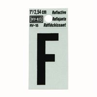 HY-KO RV-15/F Reflective Letter, Character: F, 1 in H Character, Black Character, Silver Background, Vinyl 10 Pack 