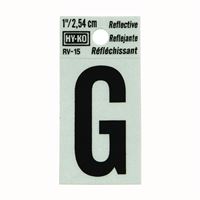HY-KO RV-15/G Reflective Letter, Character: G, 1 in H Character, Black Character, Silver Background, Vinyl 10 Pack 