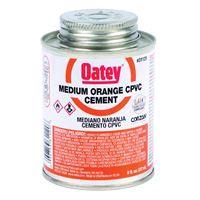 Oatey 31129 Solvent Cement, 8 oz Can, Liquid, Orange 