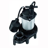 Simer 2161 Sump Pump, 1-Phase, 3.9 A, 115 V, 0.25 hp, 1-1/2 in Outlet, 20 ft Max Head, 1500 gph, Thermoplastic 