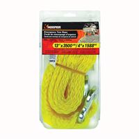 Keeper 02855 Tow Rope, 5/8 in Dia, 13 ft L, Hook End, 6800 Working Load, Polypropylene 