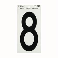 HY-KO RV-70/8 Reflective Sign, Character: 8, 5 in H Character, Black Character, Silver Background, Vinyl 10 Pack 