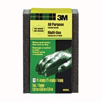 3M 908 Sanding Sponge, 3-3/4 in L, 2-5/8 in W, Fine, Medium, Aluminum Oxide Abrasive 