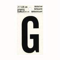 Hy-Ko RV-25/G Reflective Letter, Character: G, 2 in H Character, Black Character, Silver Background, Vinyl, Pack of 10 
