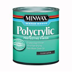 Minwax Polycrylic 233334444 Waterbased Polyurethane, Liquid, Crystal Clear, 0.5 pt, Can 
