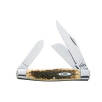 CASE 00204 Folding Pocket Knife, 3.3 in Clip, 2.3 in Sheep Foot, 2.2 in Spey L Blade, Chrome Vanadium Steel Blade 