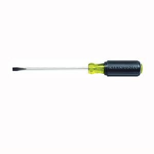 KLEIN TOOLS 605-4 Screwdriver, 1/4 in Drive, Cabinet Drive, 8-11/32 in OAL, 4 in L Shank, Rubber Handle