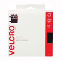 VELCRO Brand 90081 Fastener, 3/4 in W, 15 ft L, Nylon, Black, Rubber Adhesive 