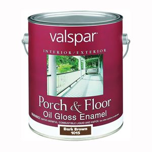 Valspar 027.0001015.007 Porch and Floor Enamel Paint, High-Gloss, Dark Brown, 1 gal, Pack of 2