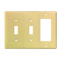 Eaton Wiring Devices 2173V-BOX Combination Wallplate, 4-1/2 in L, 6-3/8 in W, 3 -Gang, Thermoset, Ivory 