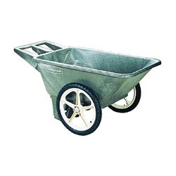 Rubbermaid 564200BLA Utility Cart, 300 lb, Plastic Deck, 2-Wheel, 20 in Wheel, Pneumatic Wheel, Black 