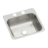 Sterling Traditional Series B155-2 Bar Sink, Square Bowl, 2-Hole, 15 in W x 5-1/2 in D x 15 in H Dimensions, Satin 