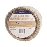 T.W. Evans Cordage 26-001 Rope, 1/4 in Dia, 50 ft L, 54 lb Working Load, Manila, Natural 