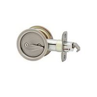 Kwikset 33515A RND Pocket Door Lock, Antique Nickel, 2-3/8 in Backset 