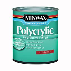 Minwax Polycrylic 255554444 Protective Finish Paint, Gloss, Liquid, Crystal Clear, 0.5 pt, Can 