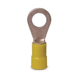 Gardner Bender 10-106 Ring Terminal, 600 V, 12 to 10 AWG Wire, #8 to 10 Stud, Vinyl Insulation, Copper Contact, Yellow, 50/PK 