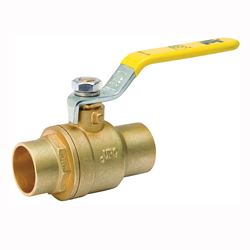 B & K 107-844NL Ball Valve, 3/4 in Connection, Compression, 600/150 psi Pressure, Manual Actuator, Brass Body 