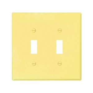 Eaton Wiring Devices PJ2V Wallplate, 4-7/8 in L, 4.94 in W, 2 -Gang, Polycarbonate, Ivory, High-Gloss