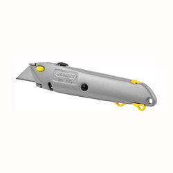 Stanley 10-499 Utility Knife, 2-7/16 in L Blade, 3 in W Blade, HCS Blade, Straight Handle, Gray Handle 
