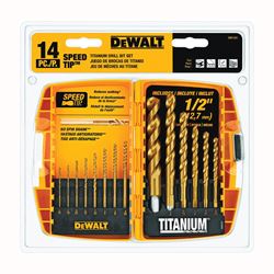 DeWALT DW1341 Drill Bit Set, Speed Tip, 14-Piece, Steel, Titanium 