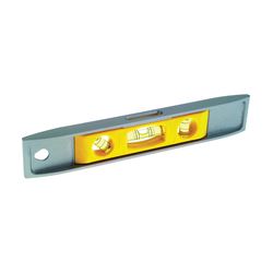 Stanley 42-465 Torpedo Level, 9 in L, 3-Vial, 1-Hang Hole, Magnetic, Aluminum, Silver/Yellow 