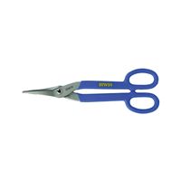 Irwin 23012 Tinner Snip, 12-3/4 in OAL, 2-3/4 in L Cut, Curved, Straight Cut, Steel Blade, Double-Dipped Handle 