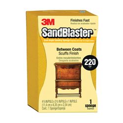 3M SandBlaster 9565 Sanding Sponge, 4-1/2 in L, 2-1/2 in W, 220 Grit, Aluminum Oxide Abrasive 