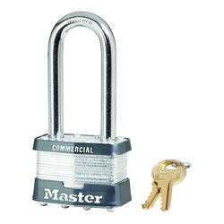Master Lock 5KALJ Padlock, Keyed Alike Key, Open Shackle, 3/8 in Dia Shackle, 2-1/2 in H Shackle, Boron Alloy Shackle 6 Pack 