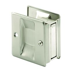 Prime-Line N 7238 Pocket Door Pull, 1-3/8 in W, 2-1/2 in D, 2-3/4 in H, Brass, Satin Nickel 