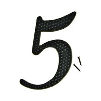 HY-KO DC-5/5 House Number, Character: 5, 4-3/4 in H Character, 2-3/4 in W Character, Black Character, Aluminum 10 Pack 